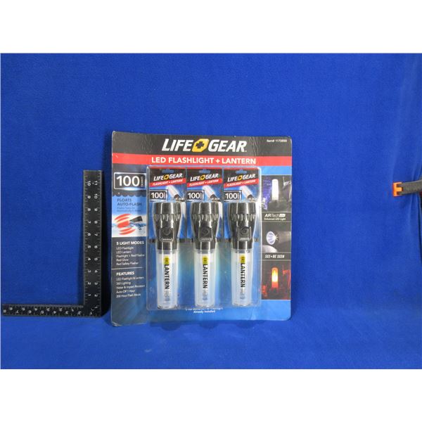 NEW - Life Gear LED Flashlight and Lantern - 3 Pack