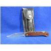 Image 1 : Folding Locking Knife - Stainless Brasil with Leather Sheath
