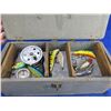 Image 2 : Wood Tackle Box with Assorted Fishing Tackle