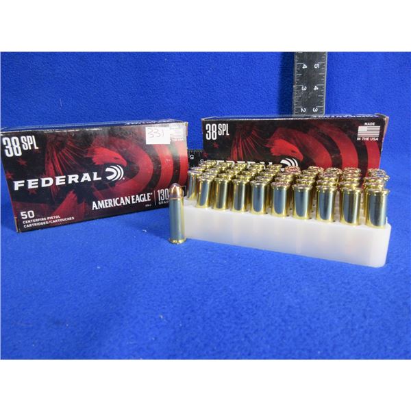 38 Spl 130gr FMJ American Eagle Federal Cartridges
