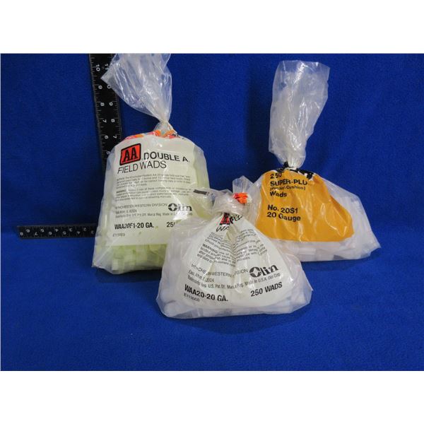20 Gauge Shotshell Wads - Bag of 250 and 2 Open Bags