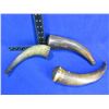 Image 1 : 3 Powder Horns - 1 horn has intials C.M. carved in it