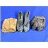 Image 1 : 2 Vintage Baseball Gloves and Baseball Shoes with Cleats