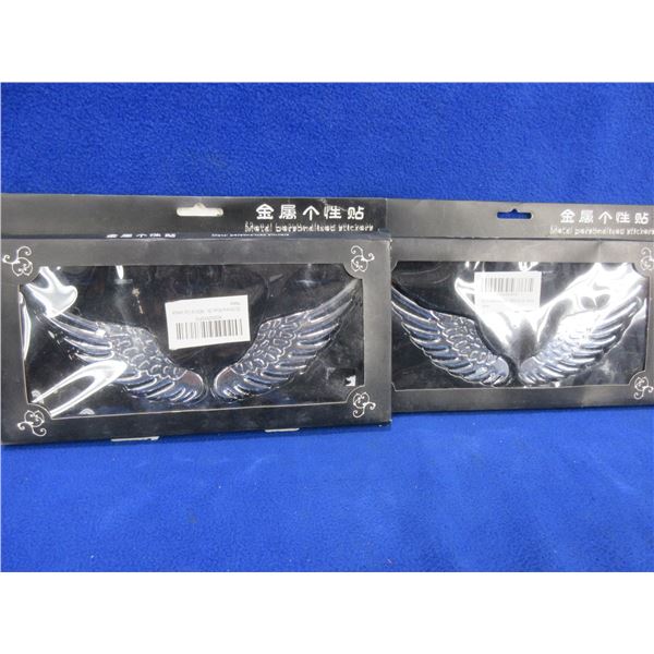 NEW - 3D Chrome Silvery Angel Wing Car Decals - 2 Packs