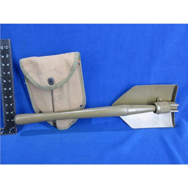 WWII US Military Trench Shovel with Canvas Cover