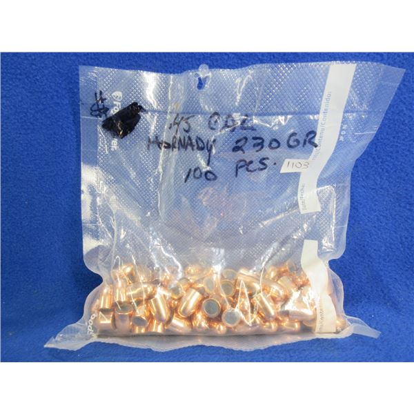 45 Cal. 230gr Hornady Bullets - Bag of 100