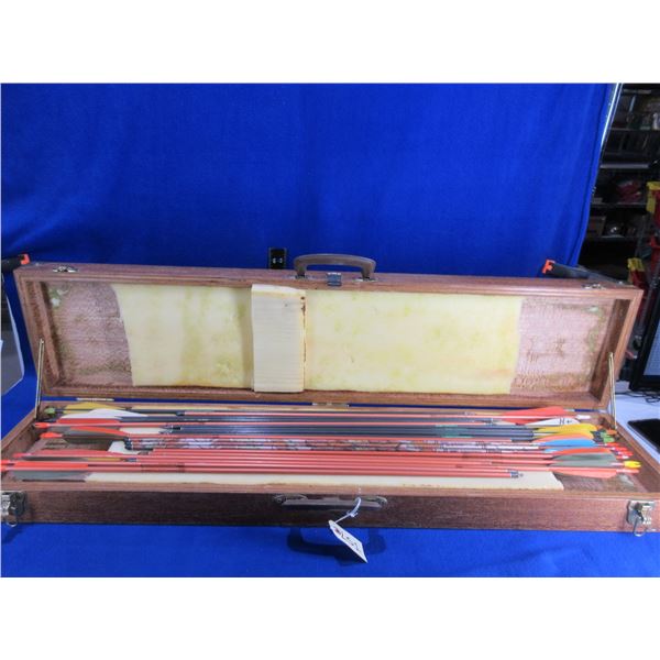 Wood Case with 19 Arrows - Case is 41 1/4" x 9 1/4" x 4 1/2"