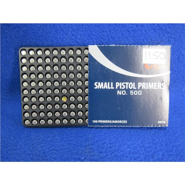 CCI No. 500 Small Pistol Primers - Box of 100