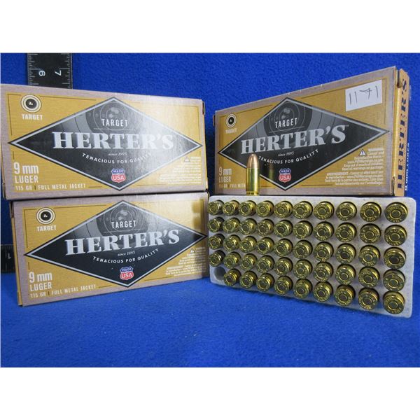 9MM Luger 115gr FMJ Target Herter's Cartridges