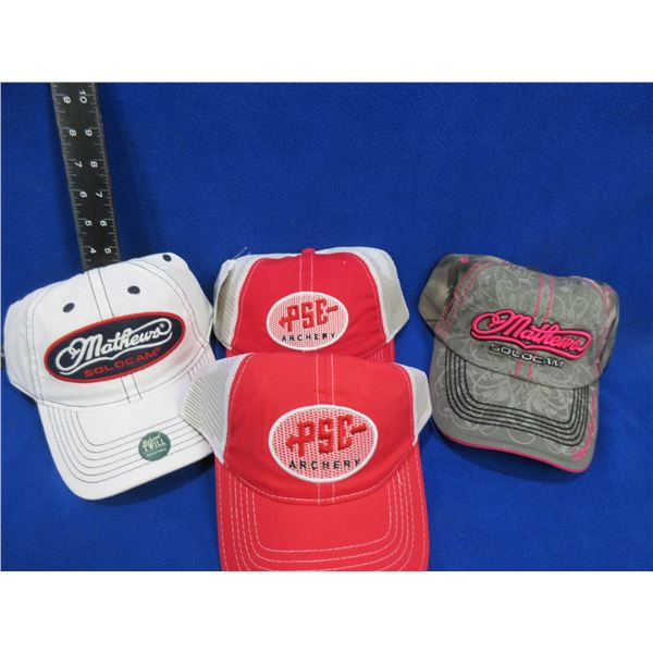 NEW - 4 Baseball Caps - PSE Archery x 2, Mathews x 2