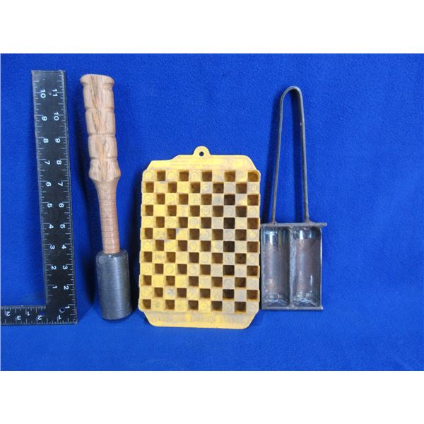 Lot of Misc. - Lead Ingot Mold, Mallet, Reloading Tray