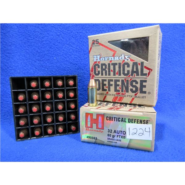 32 Auto 60gr FTX Critical Defense Hornady Cartridges
