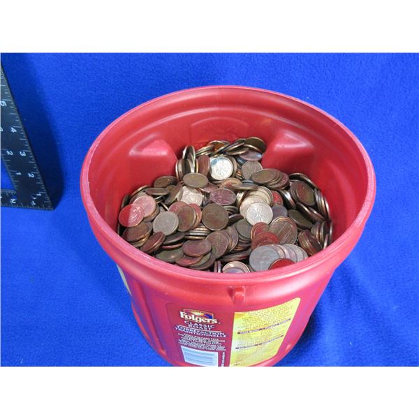 Pennies - Folgers Coffee Can Approx. 3/4 Full