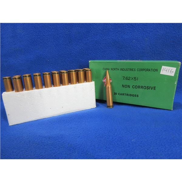 7.62X51 Non Corrosive Norinco Cartridges - Box of 20