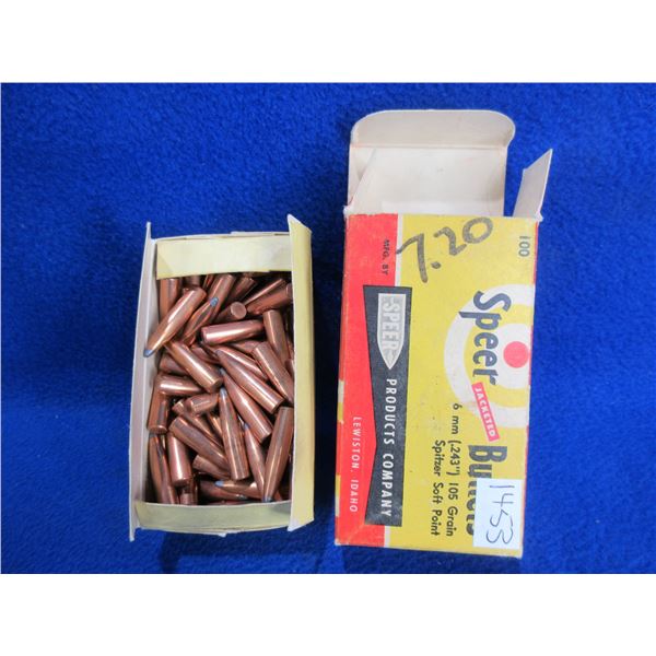 6MM .243" 105gr SP Spitzer Speer Bullets - Box of 100