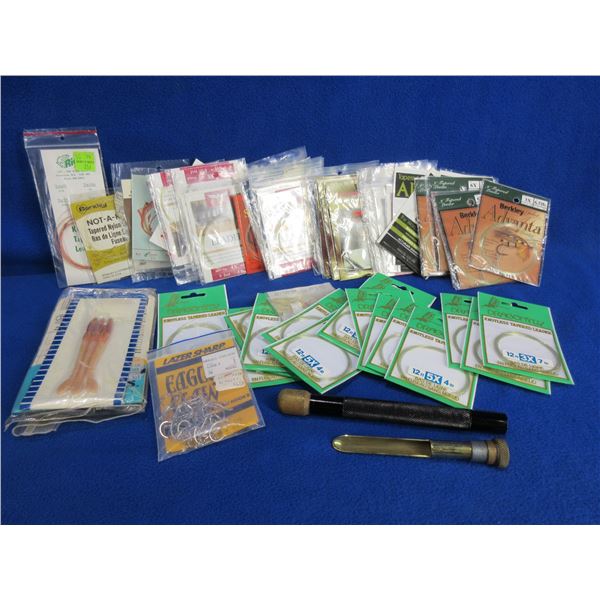 Lot of Misc. - Leaders, Hooks, Worms, Marrow Spoon