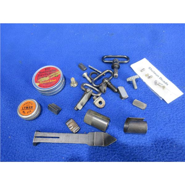 Lot of Misc. - Sights, Screws, Beads, Swivels, Hoods, Tins
