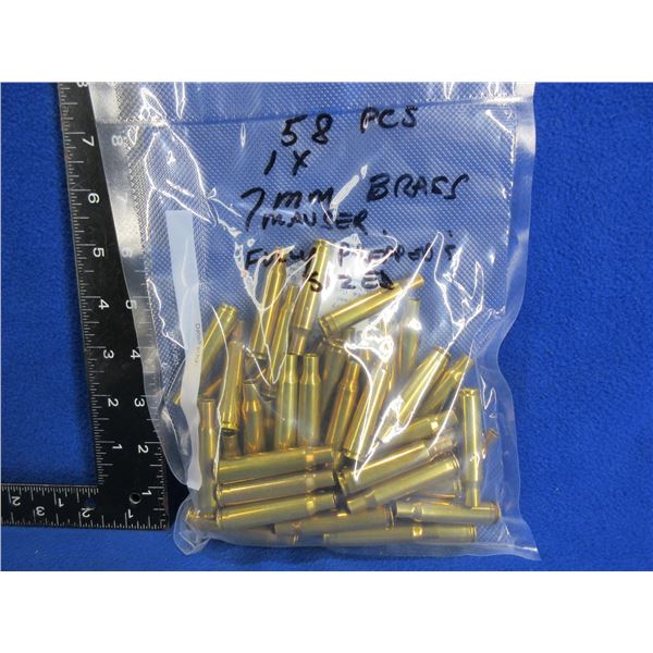 Brass Only - 7MM Mauser 1x Fired Deprimed - Bag of 58