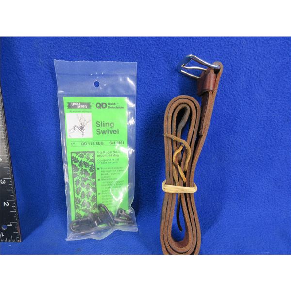 1" Leather Sling with QD Sling Swivels and Studs