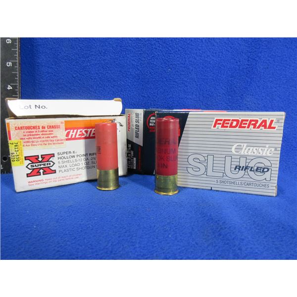 12 Ga. 2 3/4" & 3" HP Rifled Slug Federal & Win. Shotshells