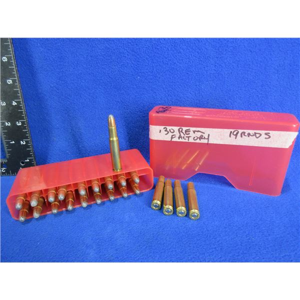 30 Rem. Factory Cartridges - Box of 19 + 4 Primed Brass