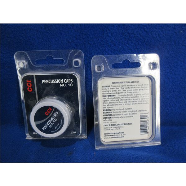 NEW - CCI No. 10 Percussion Caps - 2 Tins of 100