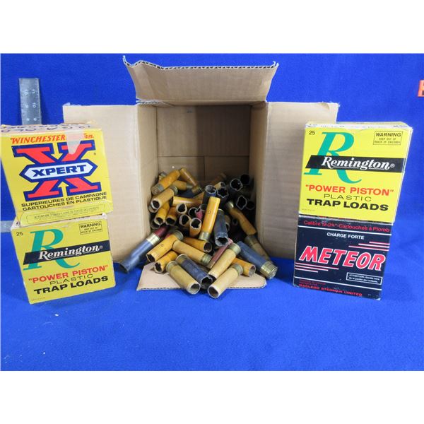 4 Collector Shotshell Boxes and 90 Paper Shotshell Hulls