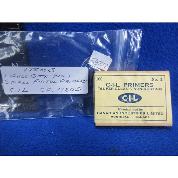 Collector Primers - Sealed - CIL No. 1 Small Pistol Primers