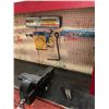 Image 3 : *FL* LARGE METAL ROLLING WORKBENCH WITH LARGE MECHANICS VISE - APPROX. 8FT ACROSS X 6FT