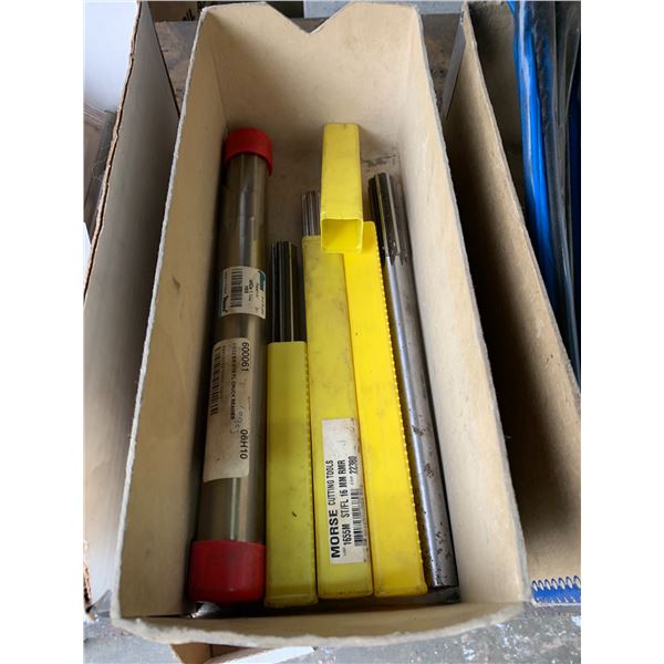BOX OF MACHINIST TOOLS-ASSORTED QUALITY REAMERS