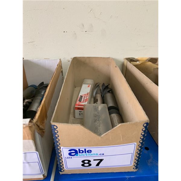 BOX OF MACHINIST TOOLS-ASSORTED LARGE END MILLS