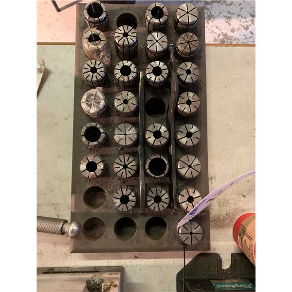 ASSORTED COLLETS WITH WOODEN HOLDER