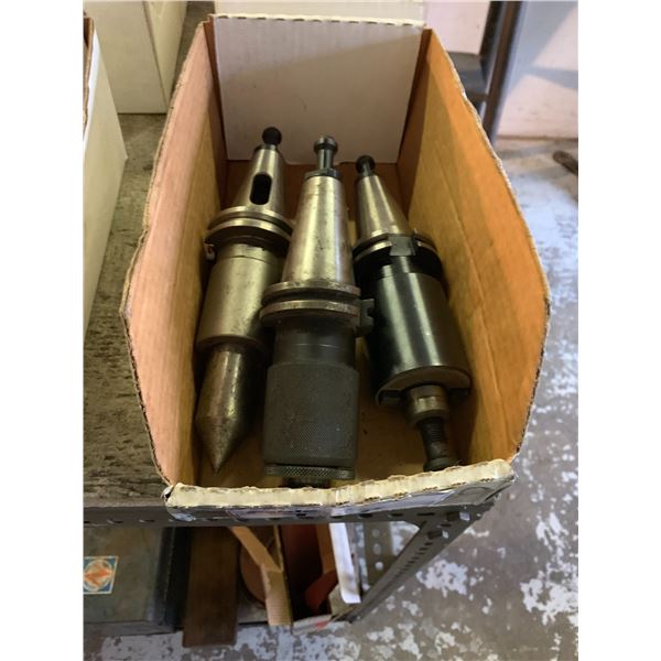 GROUP OF 3 CAT 40 TOOL HOLDERS - 1 MT HOLDER/1 TAP HOLDER/1 FACE MILL HOLDER