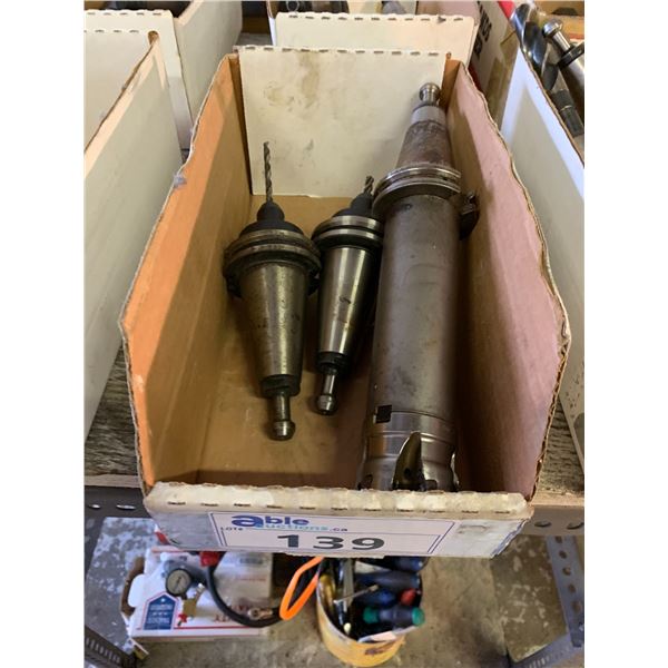 GROUP OF 3 CAT 40 TOOL HOLDERS - 2 END MILL/1 LONG FACE MILL HOLDERS