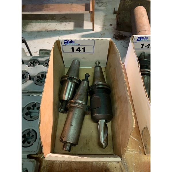 GROUP OF 3 CAT 40 TOOL HOLDERS - 1" HOLDER/ FACE MILL HOLDER/1 1/4" HOLDER