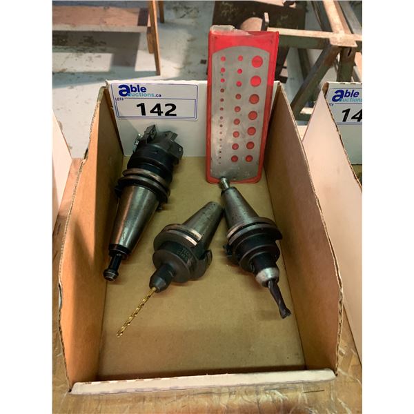 GROUP OF 3 CAT 40 TOOL HOLDERS - 3/16" HOLDER/3/8" HOLDER/1 FACE MILL HOLDER