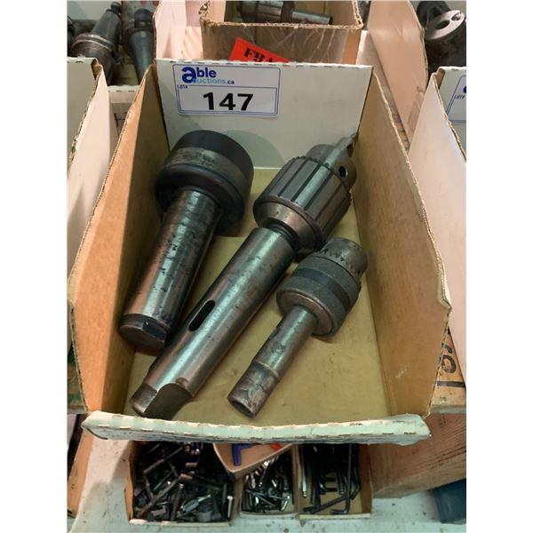 1 LIVE CENTER AND 2 DRILL CHUCKS