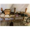 Image 1 : TABLE TOP OF ASSORTED SHOP TOOLS & MISCELLANEOUS- DRILL SHARPENER/BRUSHES/ETC/