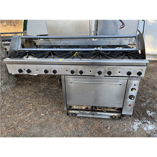 Quest Brand Heavy Duty 10 Burner Restaurant Stove And Oven 60L x 32D x