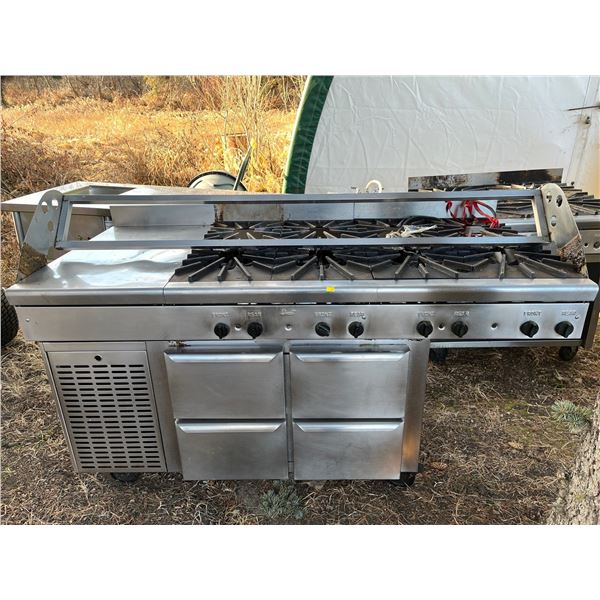 Quest Brand Heavy Duty 8 Burner Restaurant Stove 67L x 32D x 36H Beck