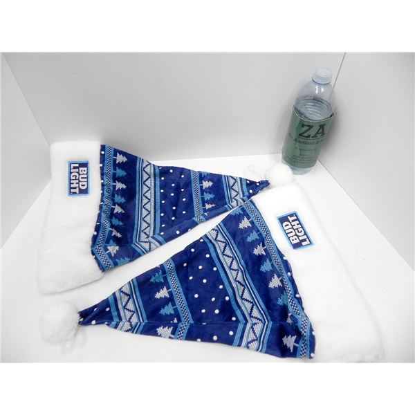 2 NEW BUD LIGHT SANTA HATS