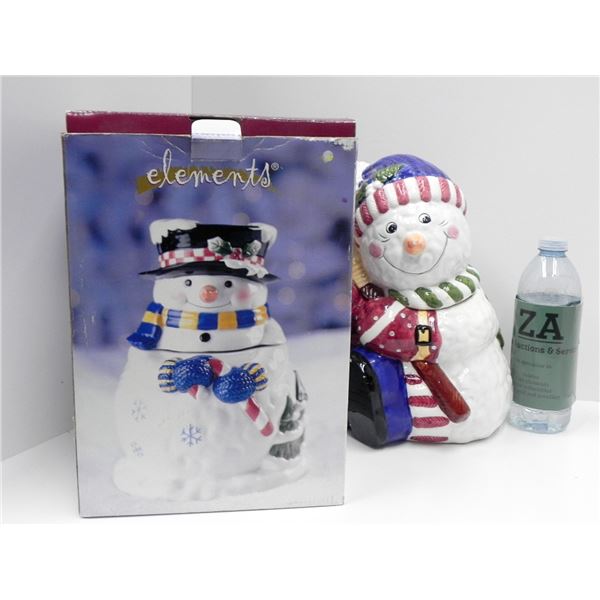 CUTE CERAMIC SNOWMAN COOKIE JAR IN A BOX