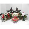 Image 1 : (2) METAL STARS CANDLE HOLDER, (2) SLEIGH DEOCR AND CERAMIC ANGEL