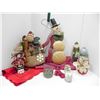 SNOWMAN, MOOSE, SANTA AND ANGEL DECOR LOT + CANDLES