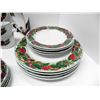 Image 8 : 4 PIECE SETTING HOLLY BERRY DINNER SET WITH PLATTER, GRAVY BOAT, SUGAR AND CREAMER SET SALT AND PEPP