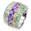 Image 2 : Natural  Amethyst  Emerald Sapphire Ring