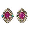 Image 1 : Natural Red Ruby & Sapphire Earrings