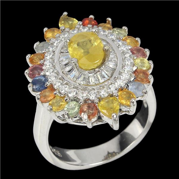 Natural Yellow Sapphire & Multi Color Sapphire Ring