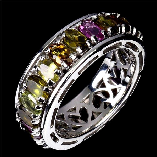 Natural Multicolor Tourmaline Eternity Ring