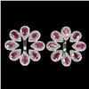 Image 1 : Natural Pigeon Blood Red Ruby & White Topaz Earrings